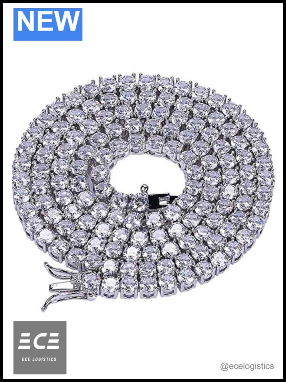 18K Gold Plated 4mm Tennis Chain Necklace 24" CZ Iced Out Unisex